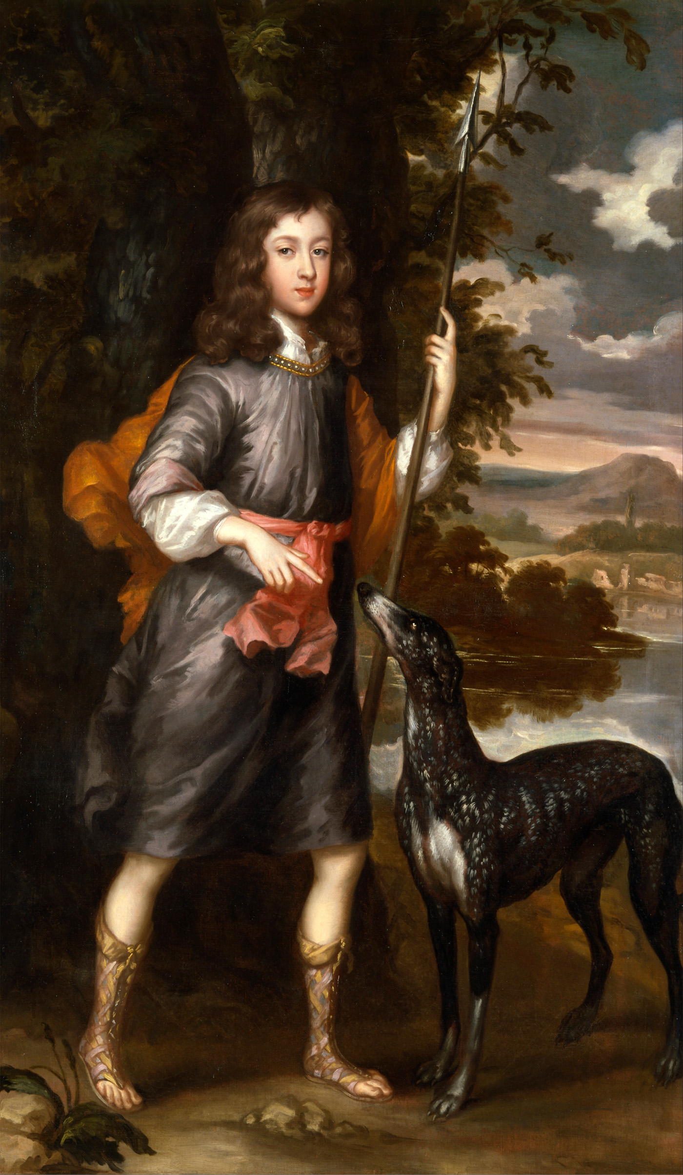 portrait of a boy with dog